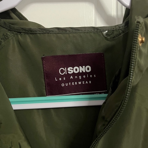 Olive Green Hooded Rain Windbreaker Jacket - Picture 7 of 13